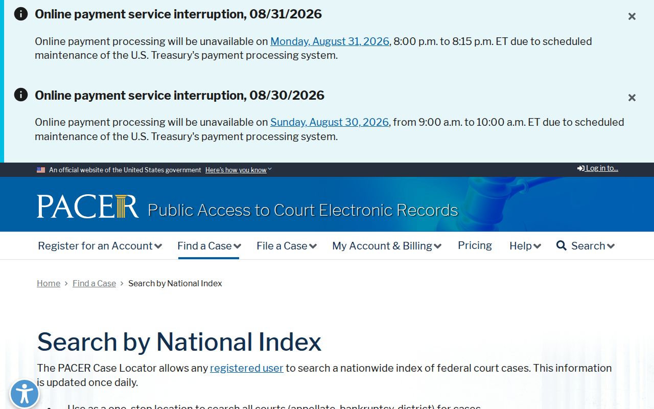 Harding County case search PACER Case Locator