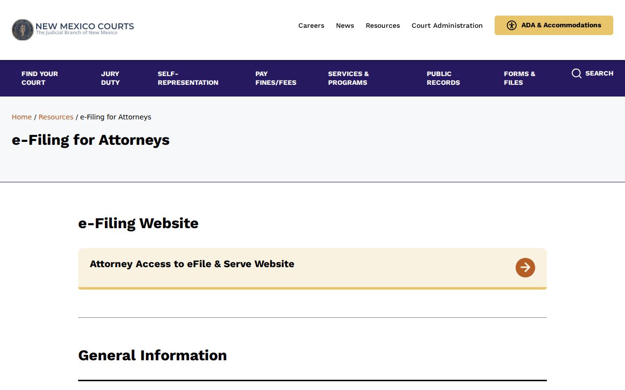 Harding County civil docket attorney e-filing overview