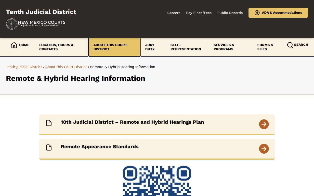 Harding County court calendar remote hearing information