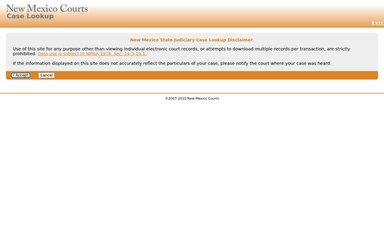Harding County court docket Case Lookup public landing with image-code verification