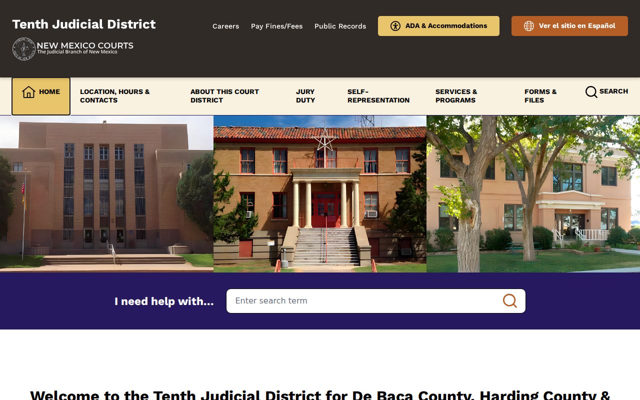Harding County court docket Tenth Judicial District service and court information page