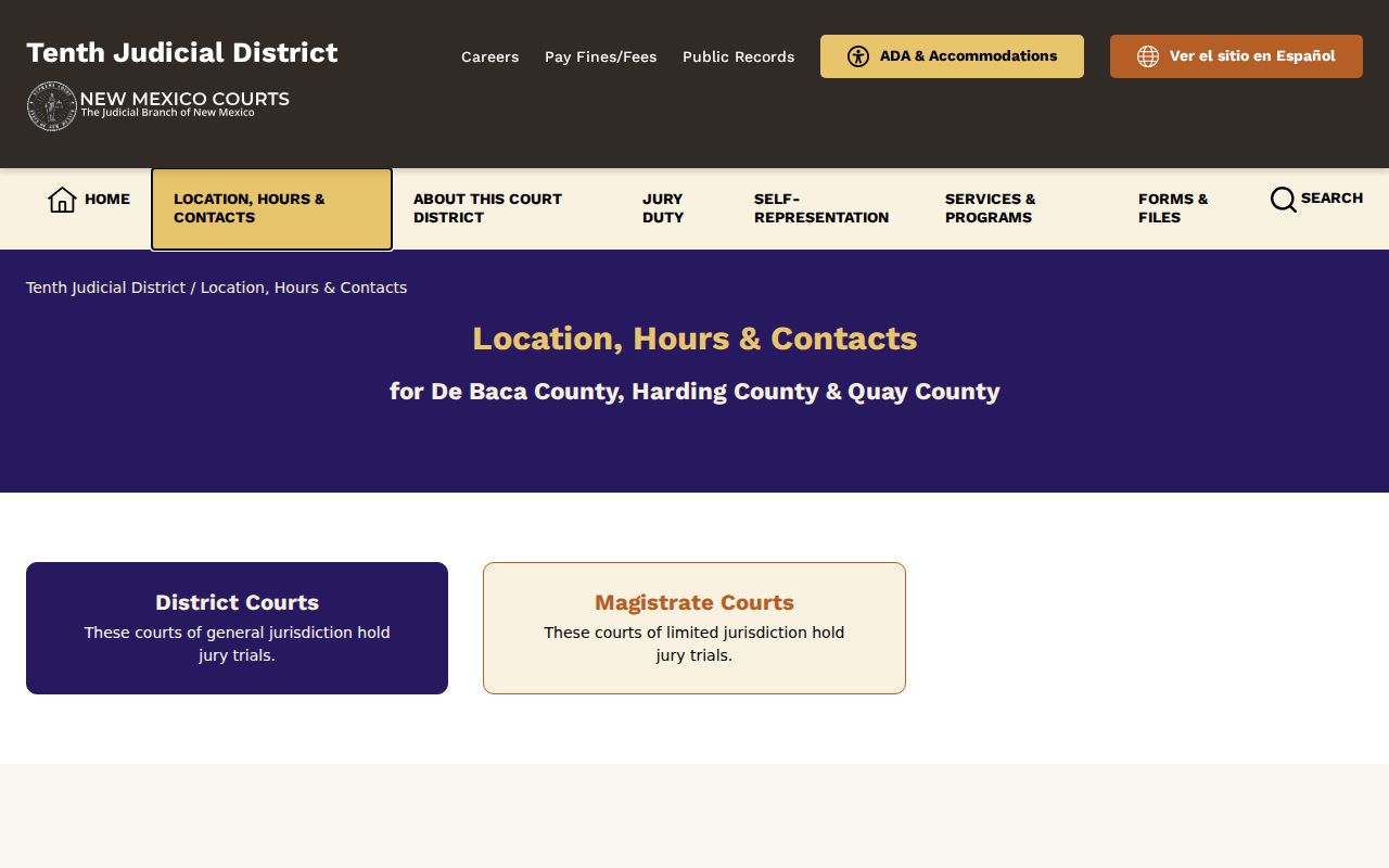 Harding County Roy court docket court contacts