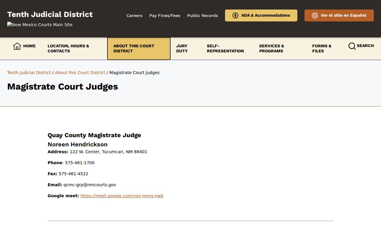 Harding County Roy court docket magistrate judge listing